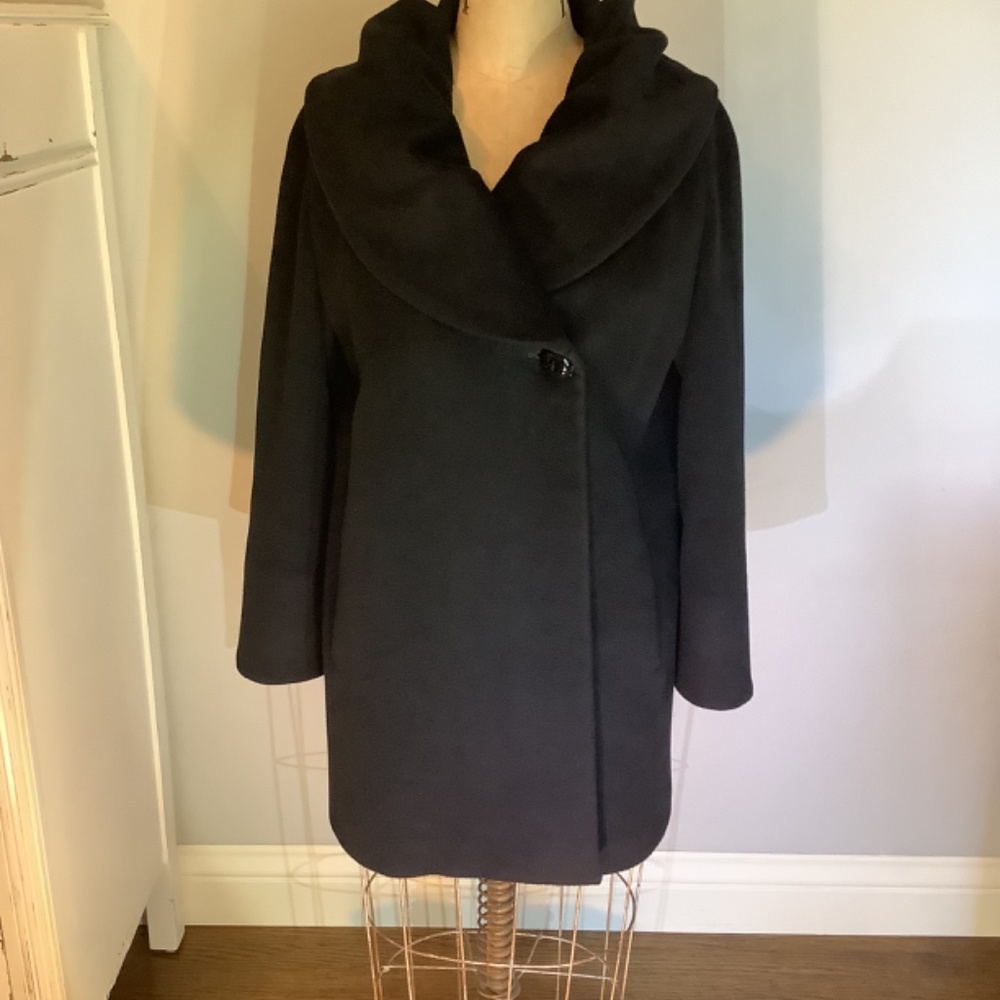 Cinzia Rocca Black 100% Virgin Wool Coat -8 - Picture 5 of 16